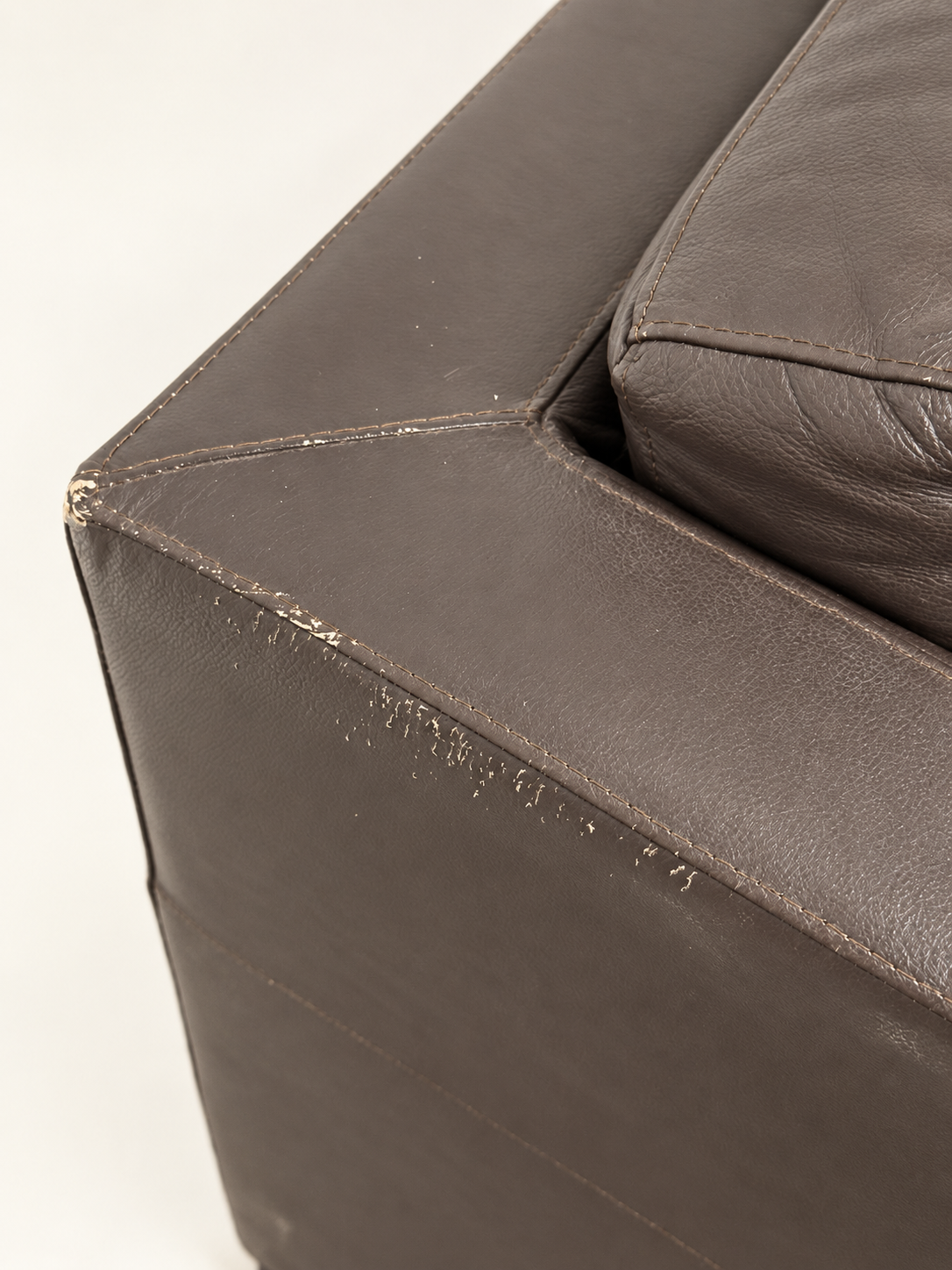 Leather Armchair with Side Table