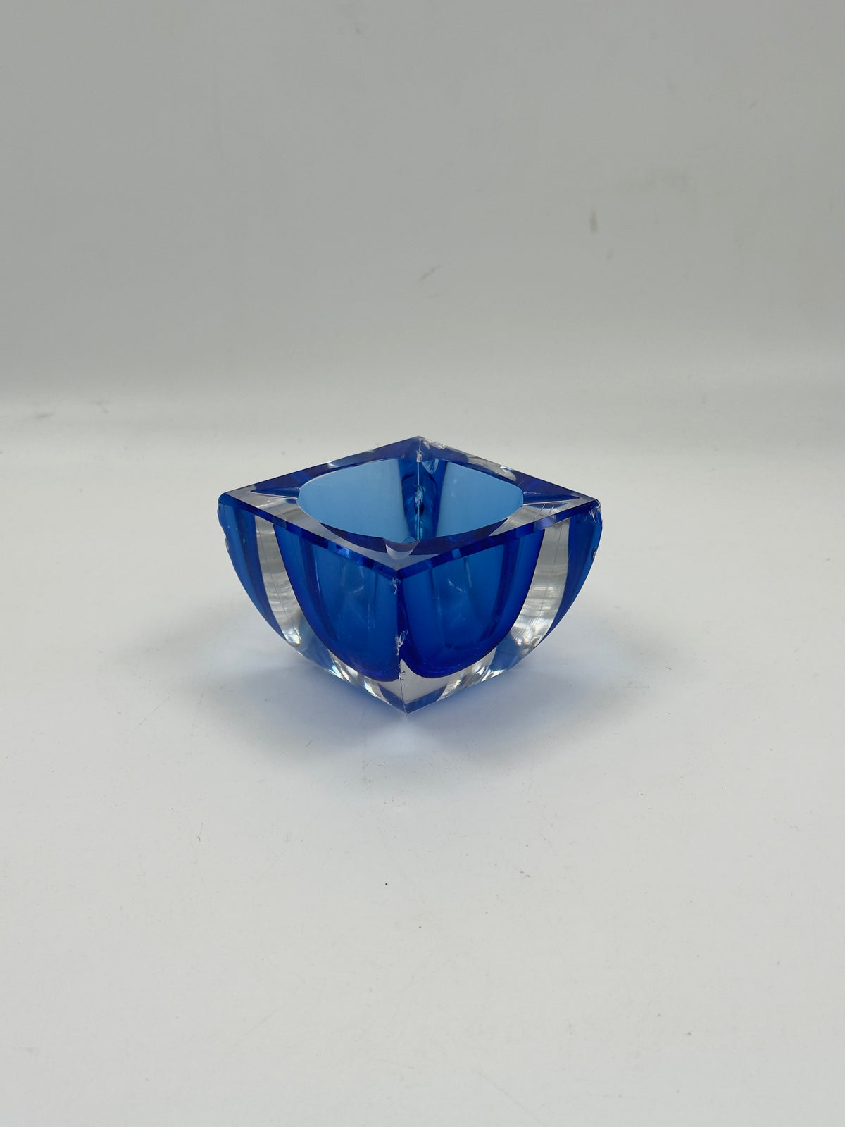 Vintage Murano-Style Sommerso Glass Ashtray, Cobalt Blue