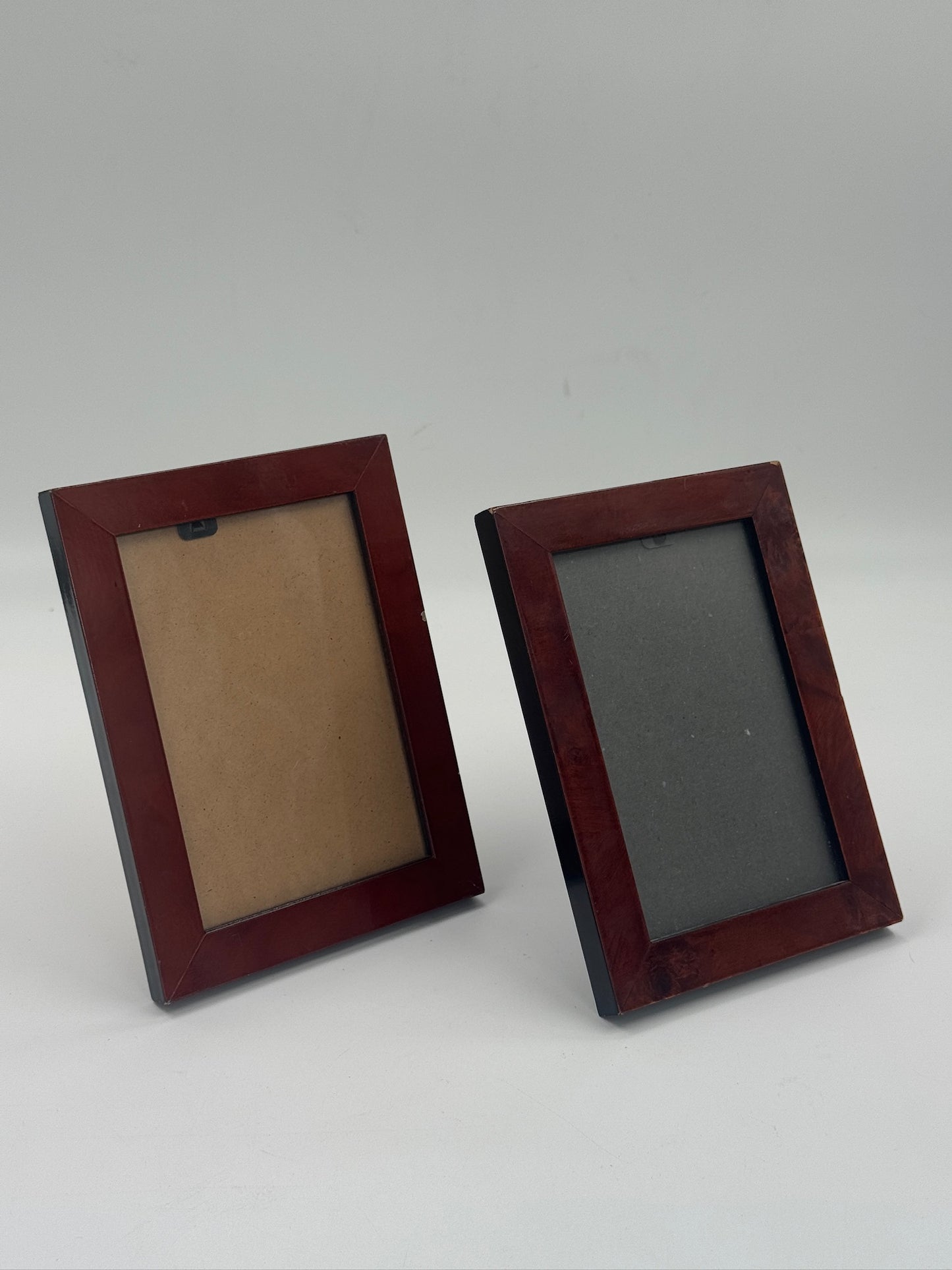 Pair of Vintage Burgundy Lacquered Wood Photo Frames