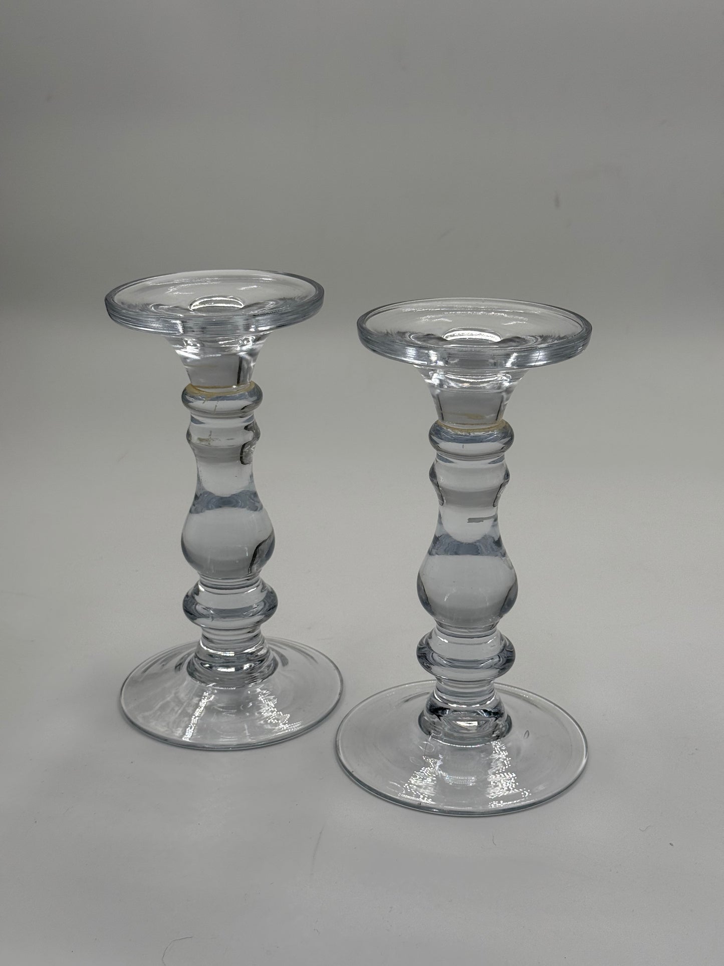 Pair of vintage glass candlesticks