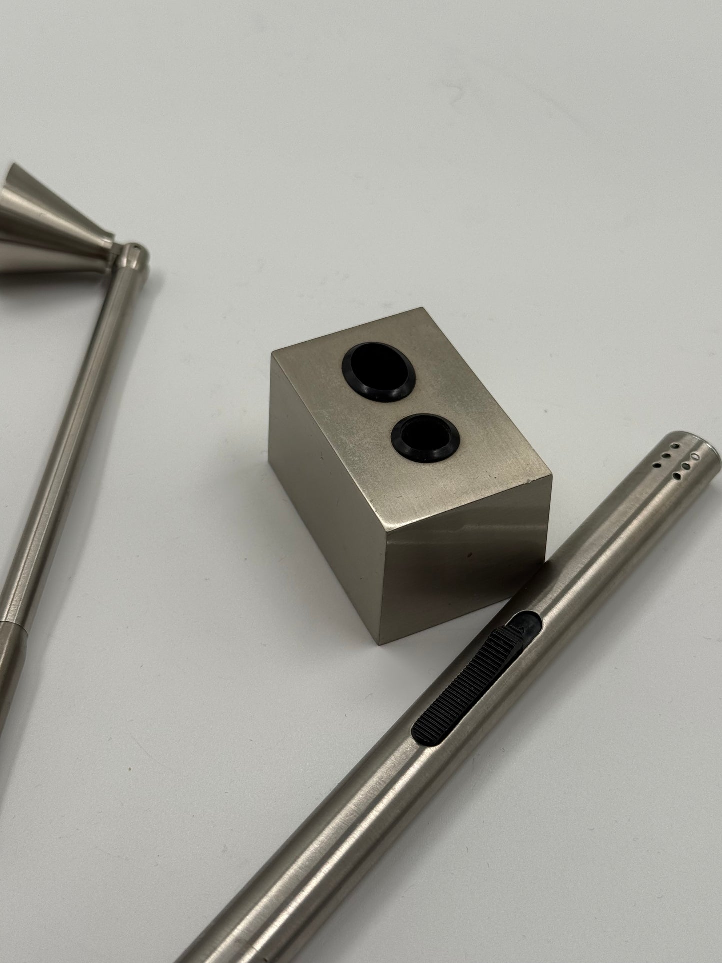 Brushed Steel Candle Tool Set Lighter & Snuffer Duo
