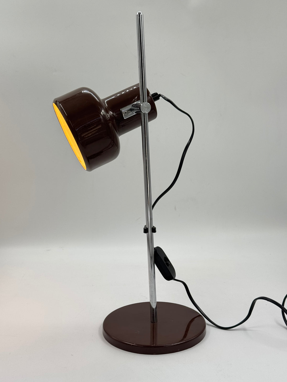 Stralux SZ 21 Desk Lamp, Brown Lacquer & Chrome, 1970s