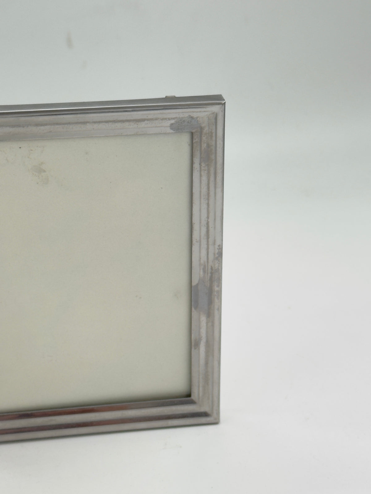 Vintage Silver-Tone Double Photo Frame with Wood Backing, Hinged Book-Style