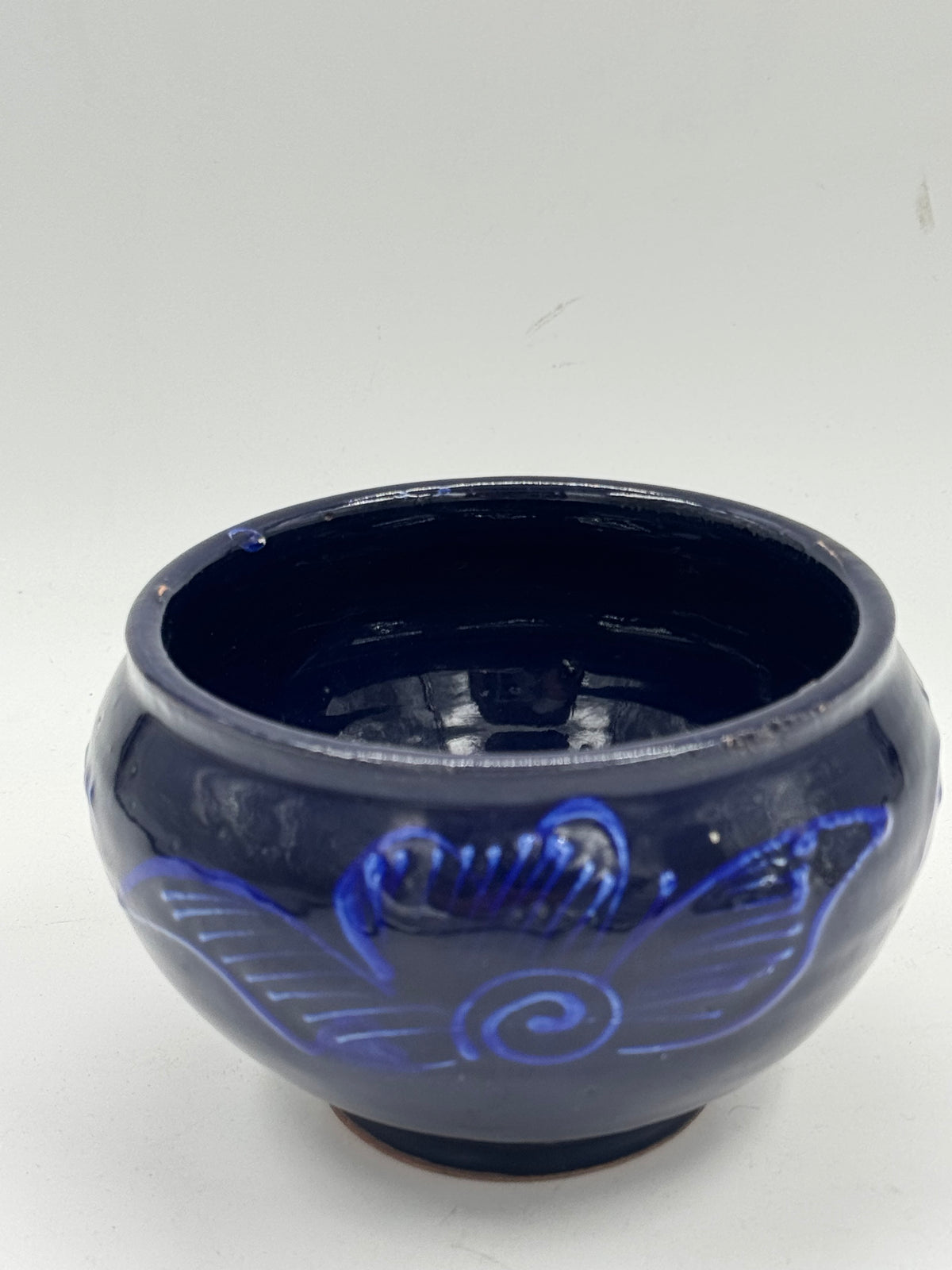 Vintage Handmade Cobalt Blue Ceramic Bowl