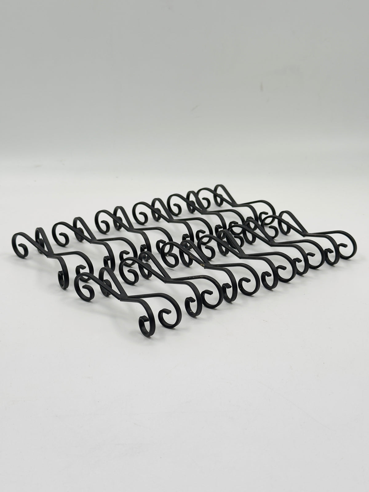 Vintage Wrought Iron Scroll Plate Stands, Set of 10, Original Box