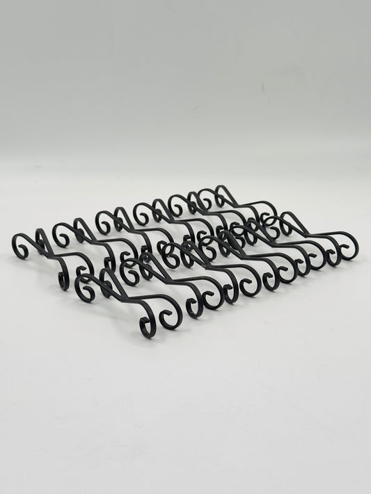 Vintage Wrought Iron Scroll Plate Stands, Set of 10, Original Box