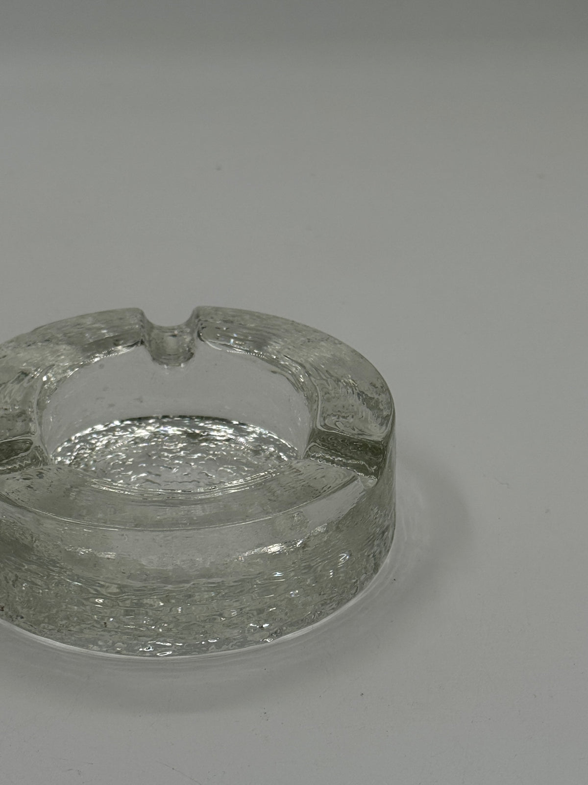 Vintage Hammered Glass Round Ashtray
