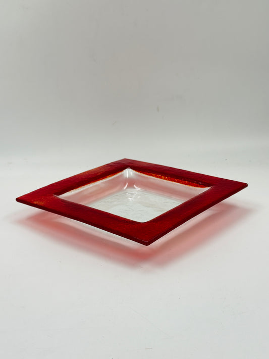 Red Textured Glass Catchall