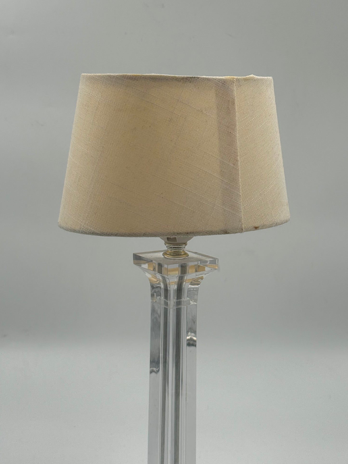 Modern Plexiglass Table Lamp with Fabric Shade