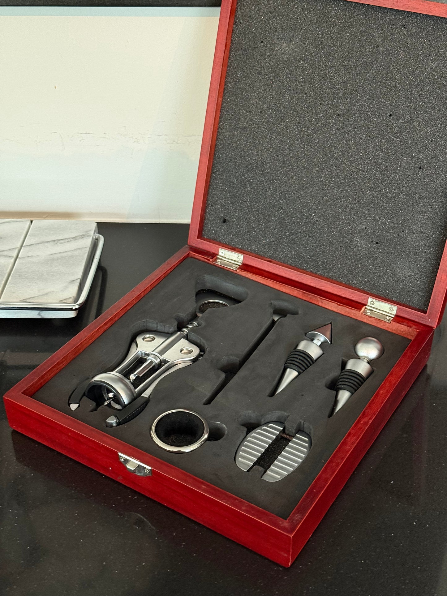 Sommelier’s Ritual Set Chrome Tools in Mahogany Presentation Box