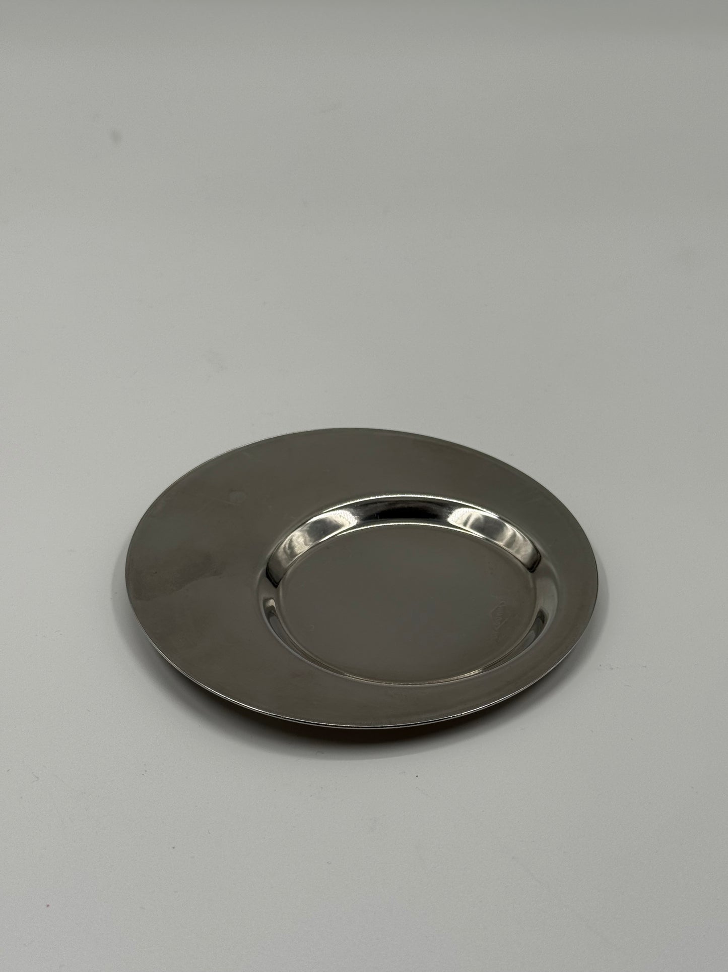 vintage Set of 4 Espresso Cups with Chrome Holders & Saucers Mid-Century Modern