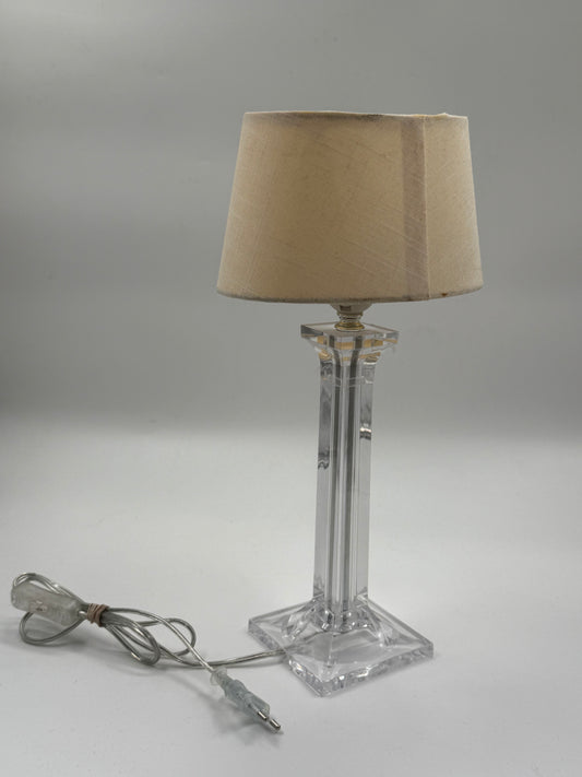 Modern Plexiglass Table Lamp with Fabric Shade