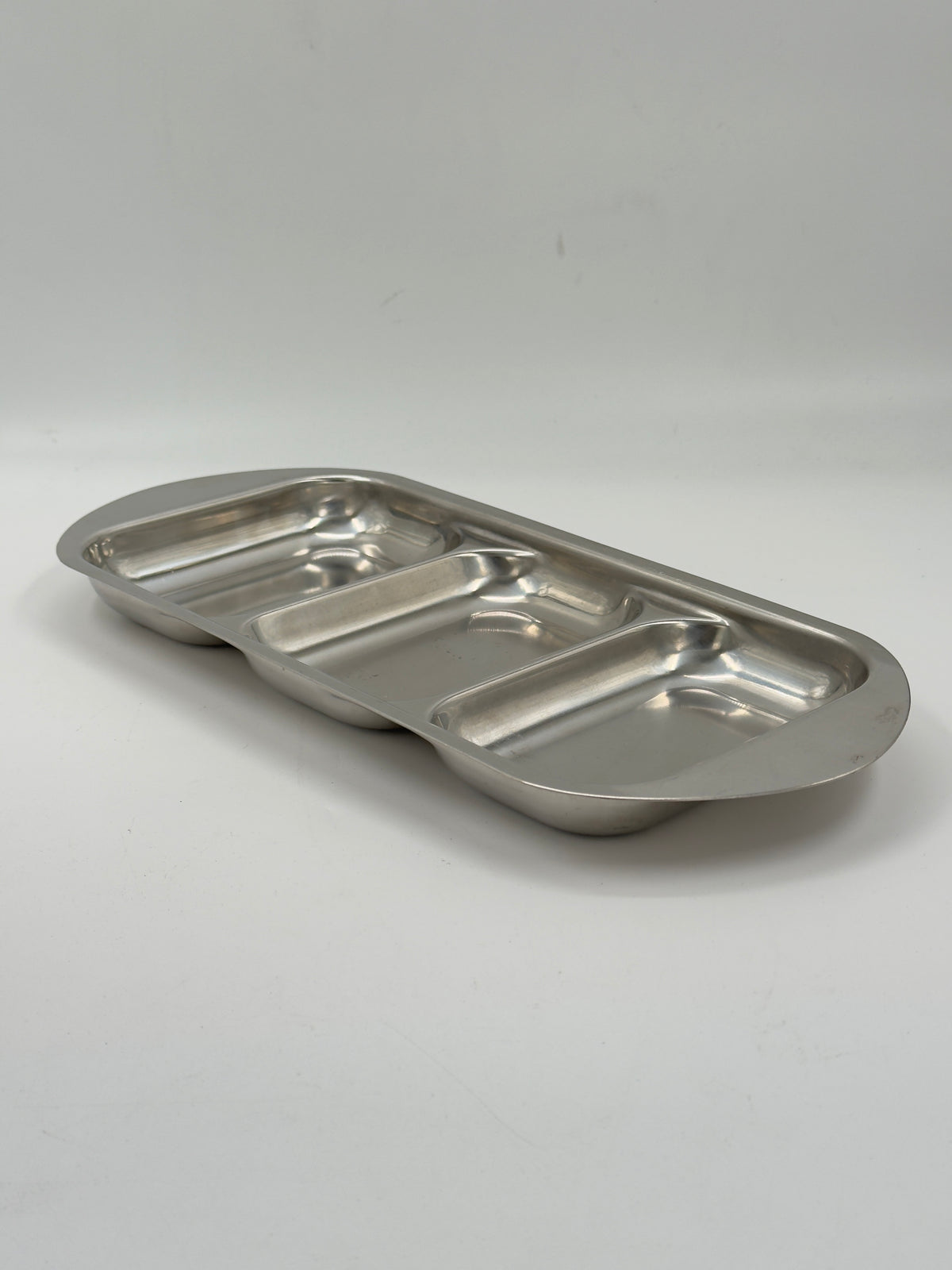 Vintage Stainless Steel Three-Section Serving Tray