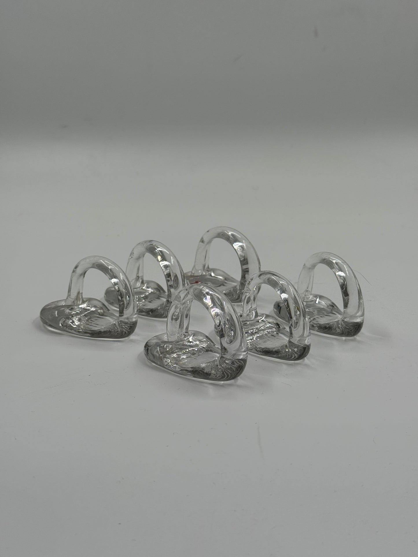 Set of 6 Glass Napkin Rings Sculptural Design