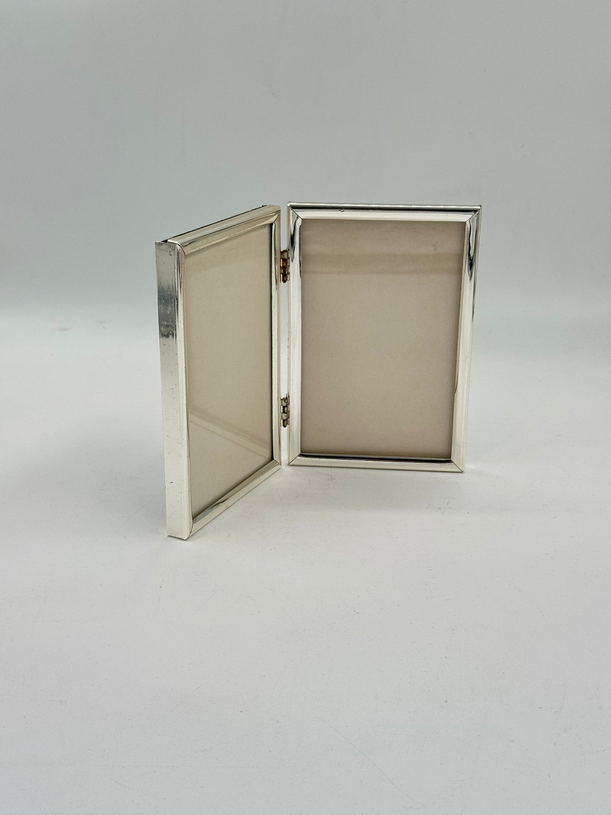 Vintage Silver-Plated Double Photo Frame, Hinged Book-Style