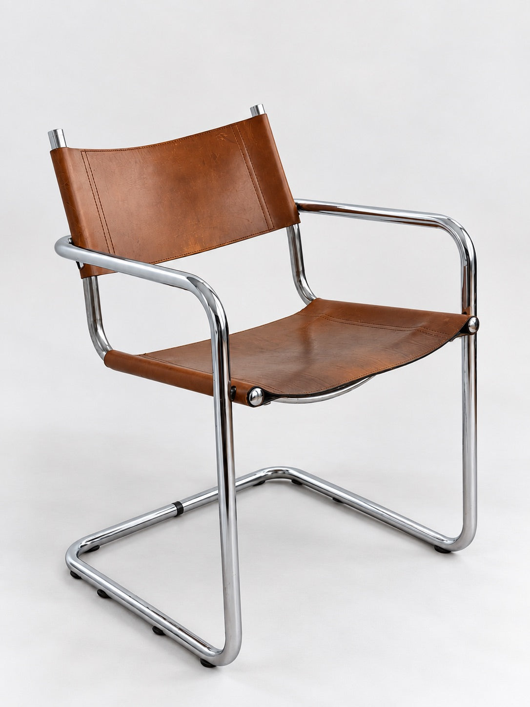 Bauhaus Style Cantilever Armchair, Cognac Leather & Chrome