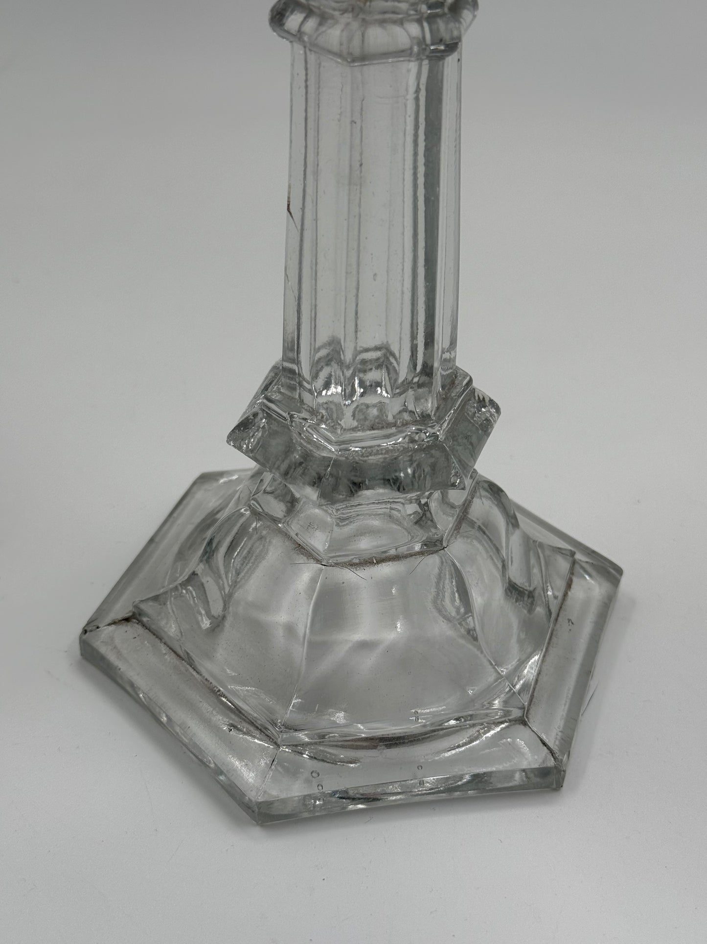 Vintage faceted glass candlestick