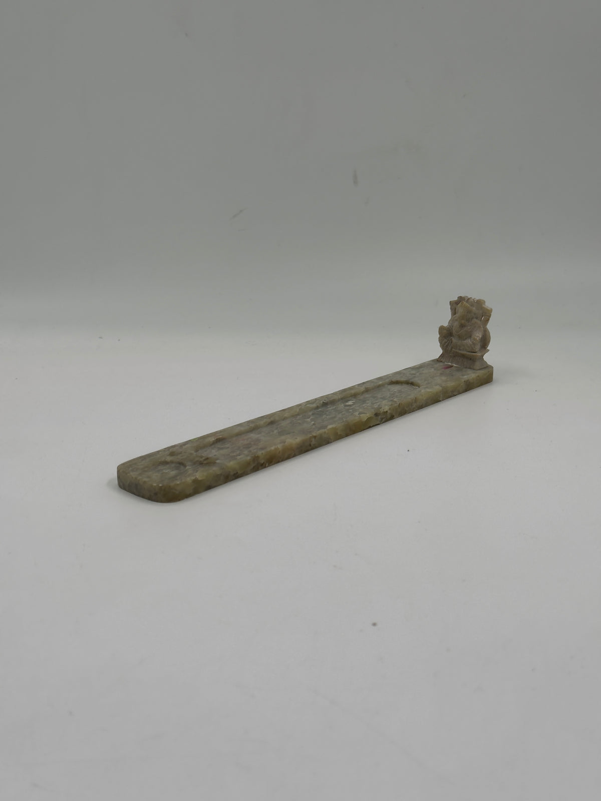 Hand-Carved Soapstone Incense Holder with Ganesha