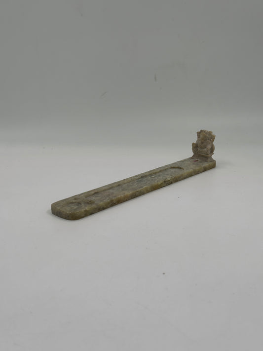 Hand-Carved Soapstone Incense Holder with Ganesha