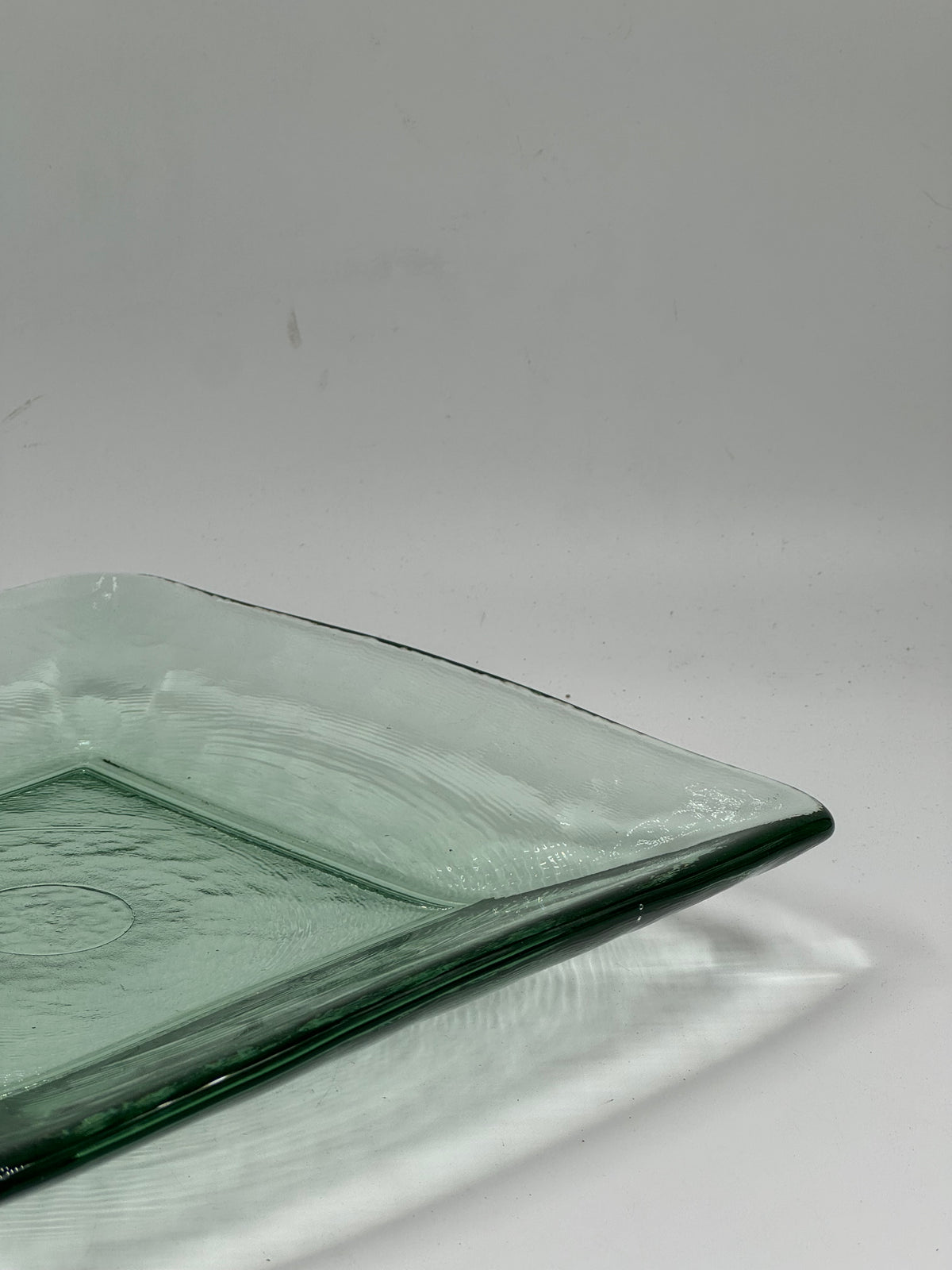 Sculptural Square Glass Tray Textured Wave Finish