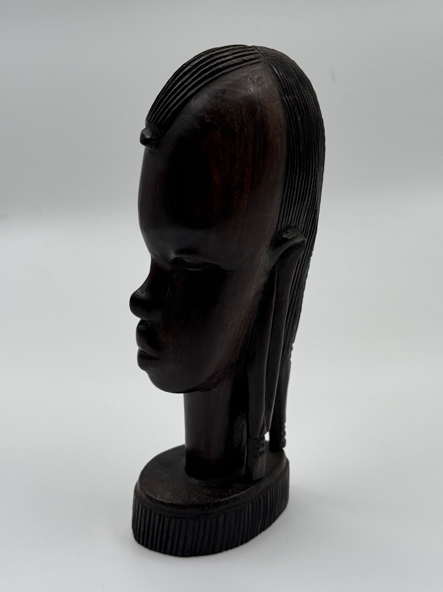 Hand-Carved African Ebony Portrait Sculpture