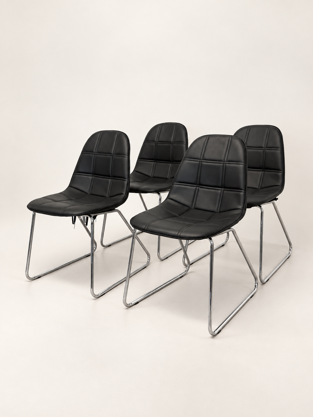 Chrome Sled Dining Chairs, Set of 4