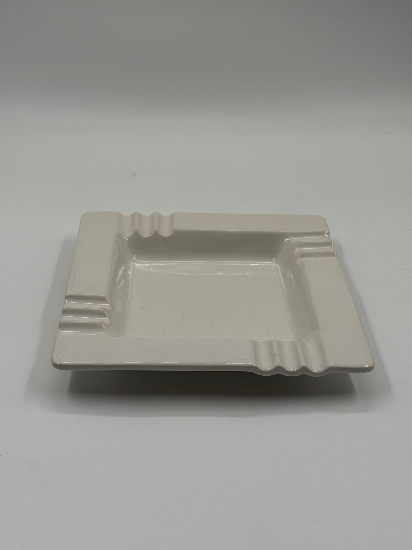 White Art Deco Square ashtray