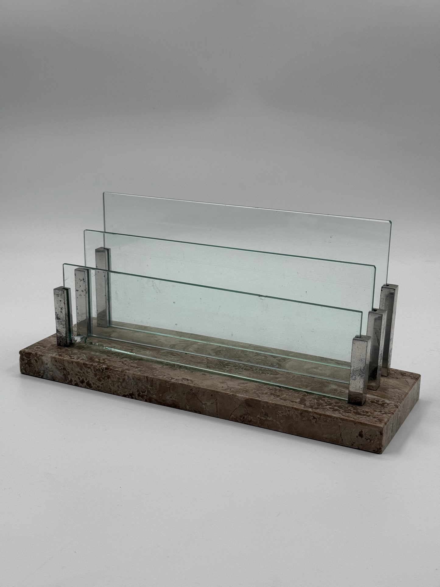 Marble & Glass Desk Organizer Layered Plates (1970s)