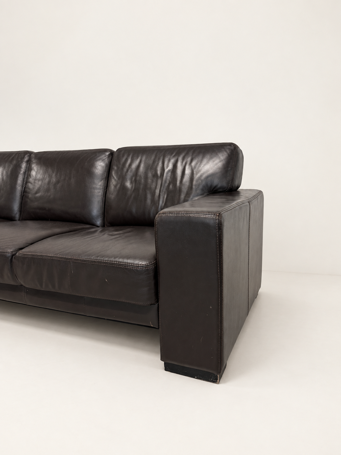 Brown Leather 3-Seater Sofa