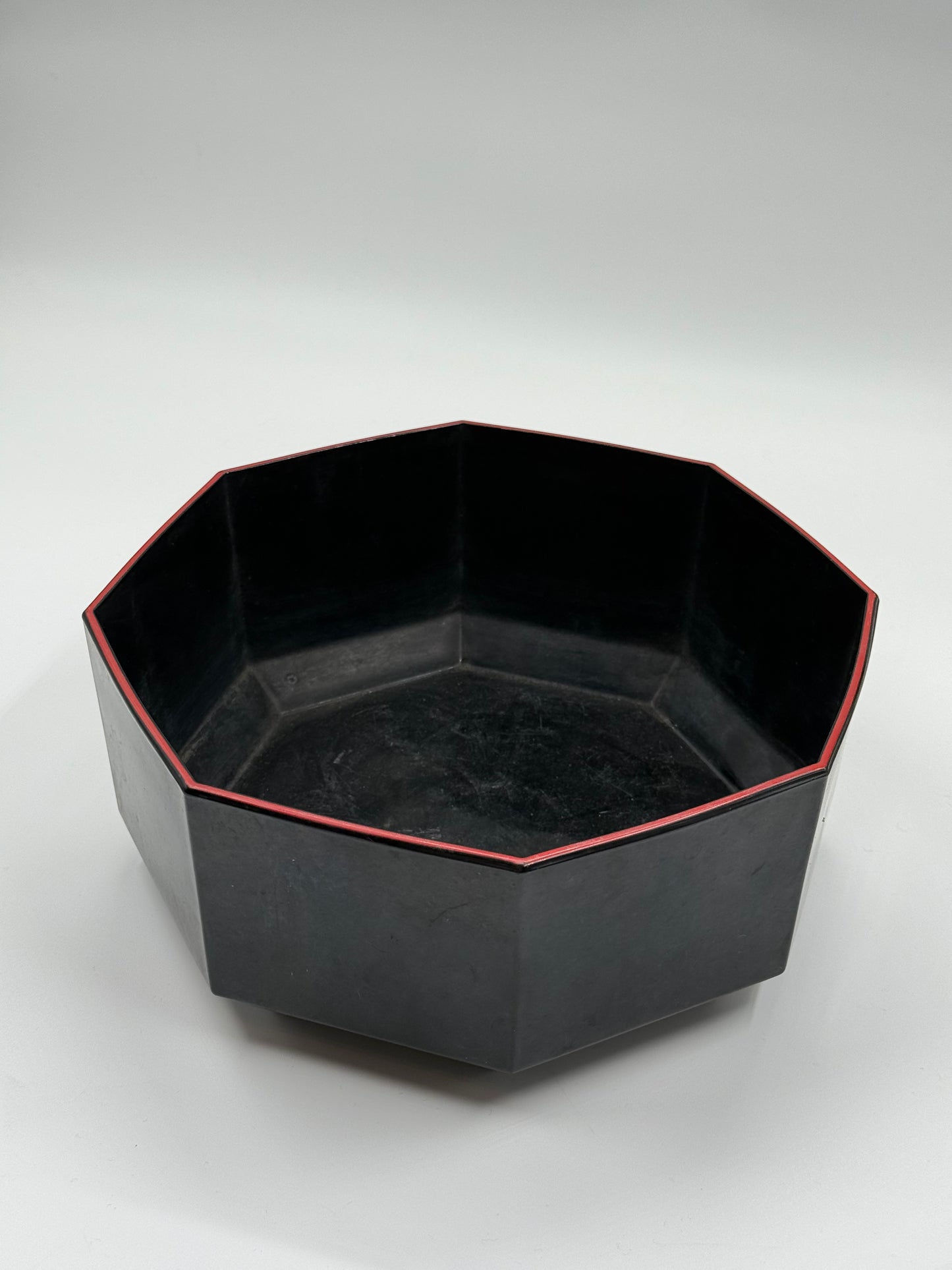 Black Arcoroc Tray Octagonal with Red Line