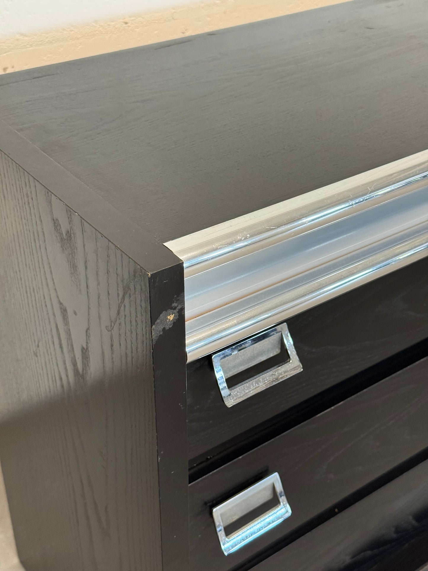 Vintage Black Lacquer Chrome sideboard