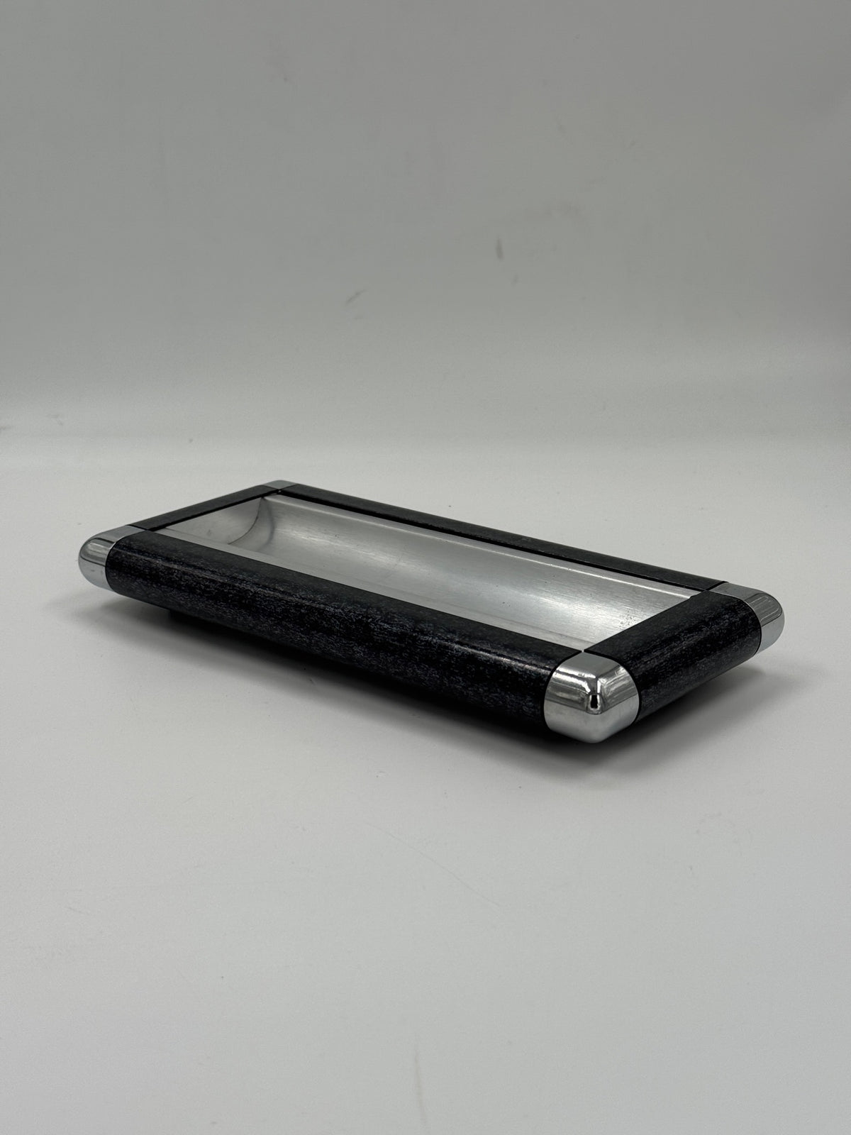 Vintage Art Deco Faux Marble & Chrome Desk Tray