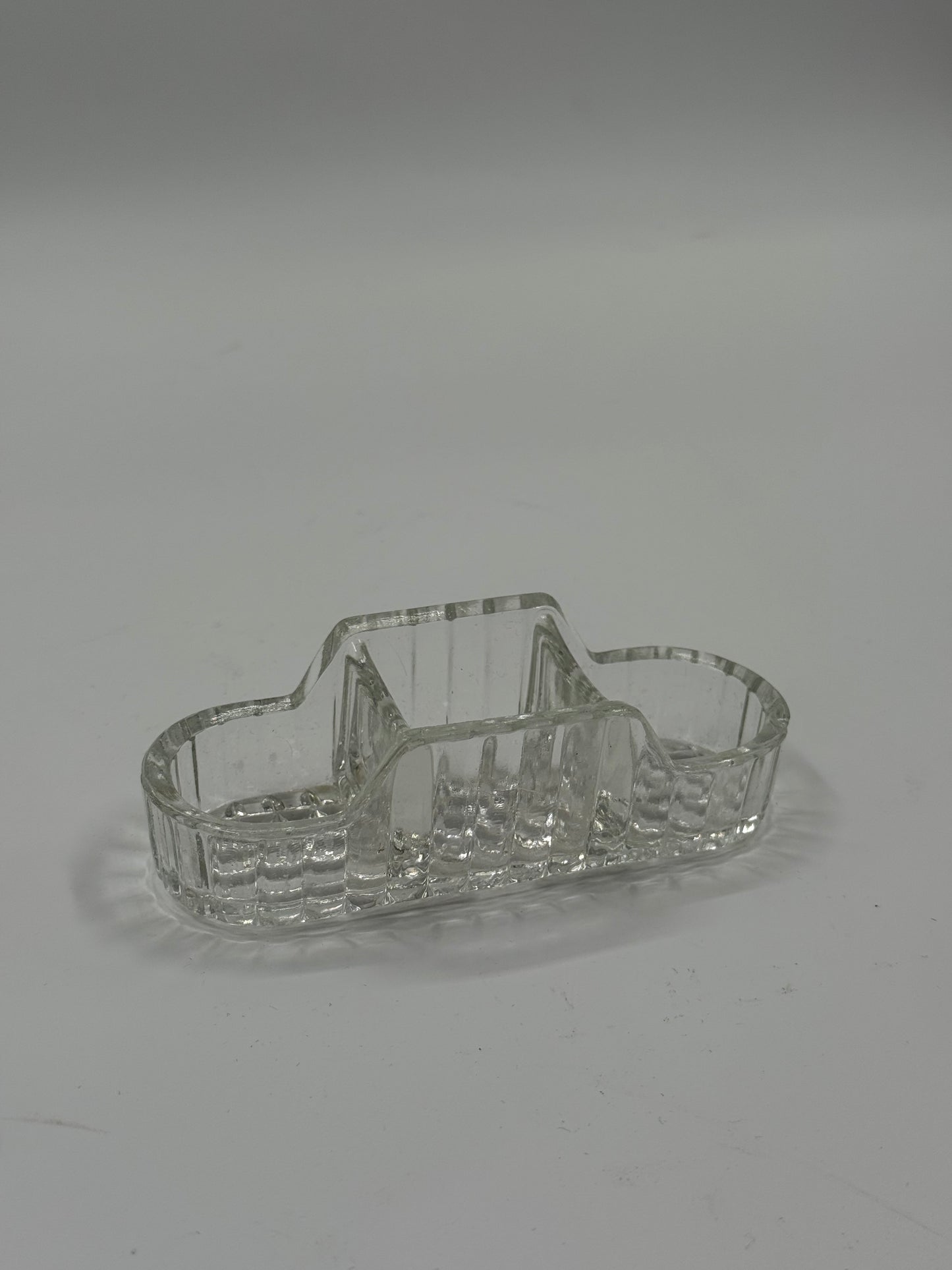 Pressed-Glass Mini Tray Clear Geometric Lines