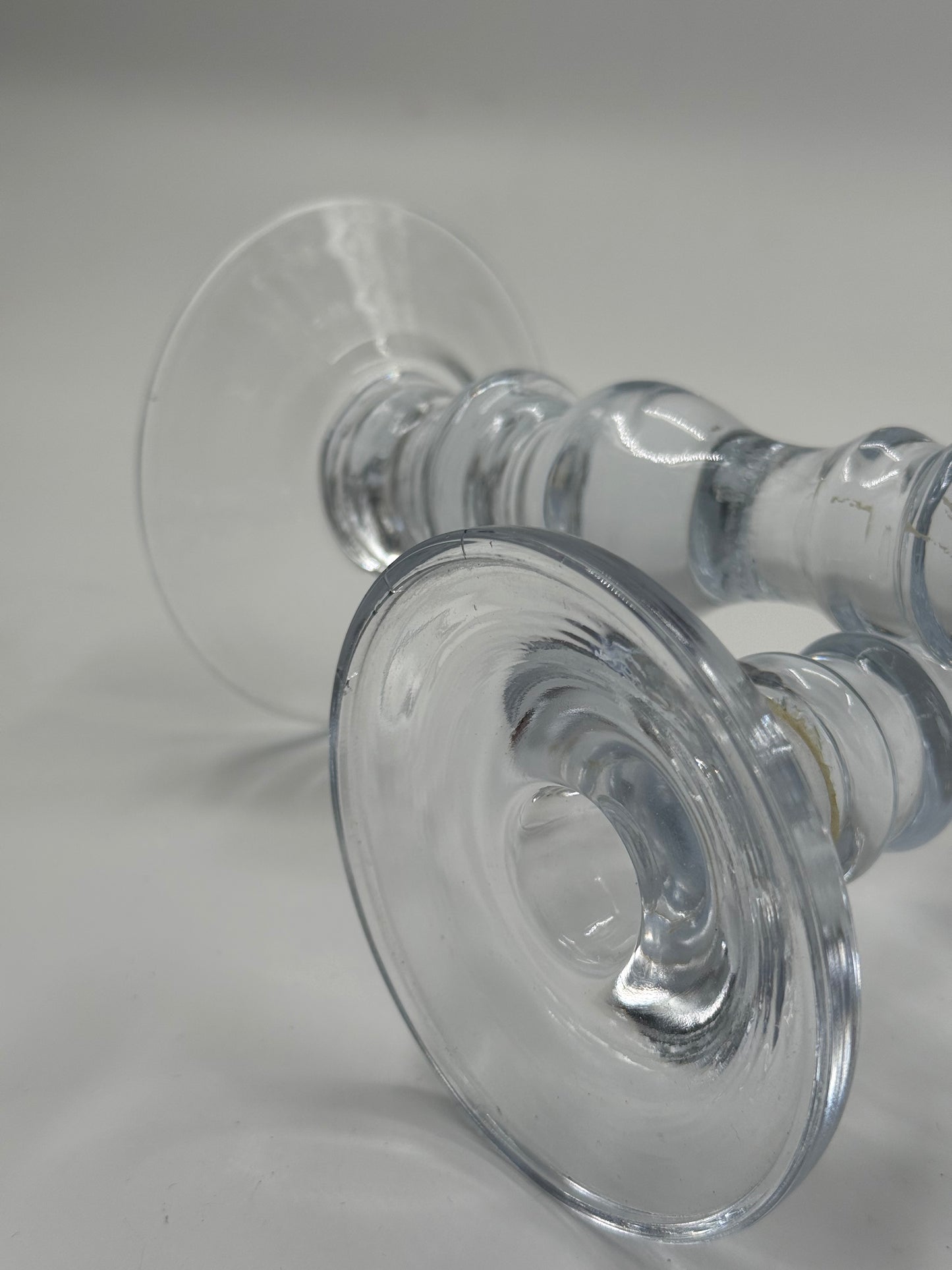 Pair of vintage glass candlesticks