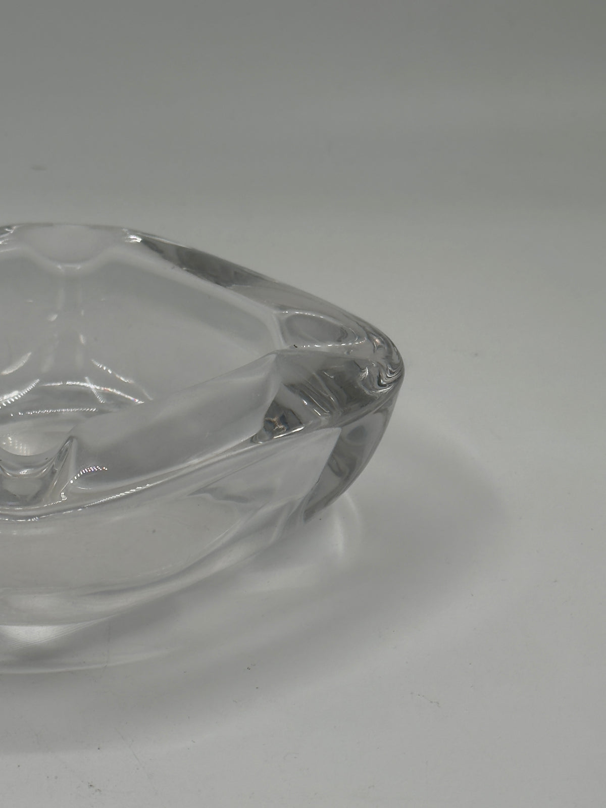 Vintage Thick Clear Glass Ashtray, Rounded Square Shape