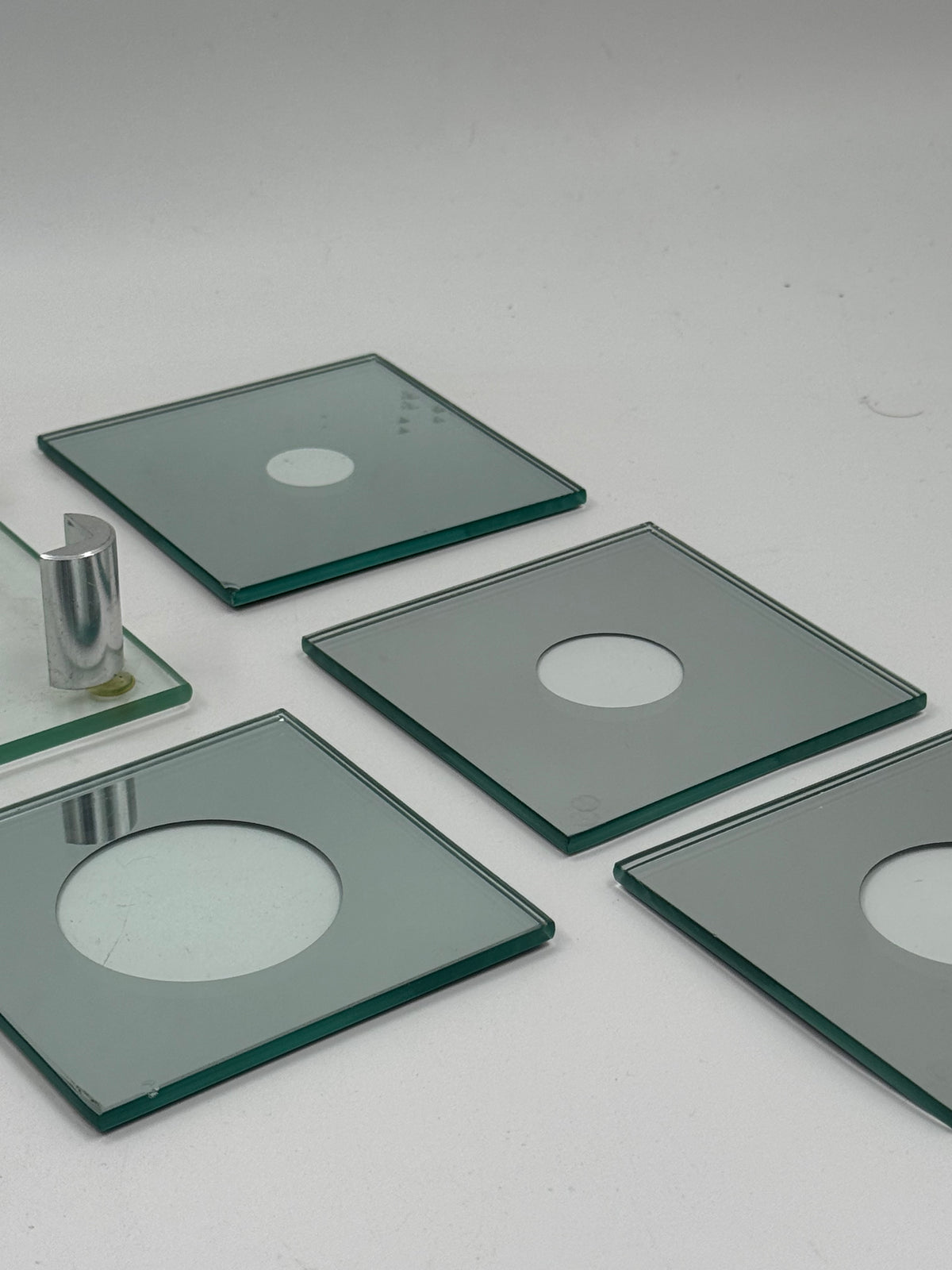 Mirrored Glass Coasters with Stand, Set of 6