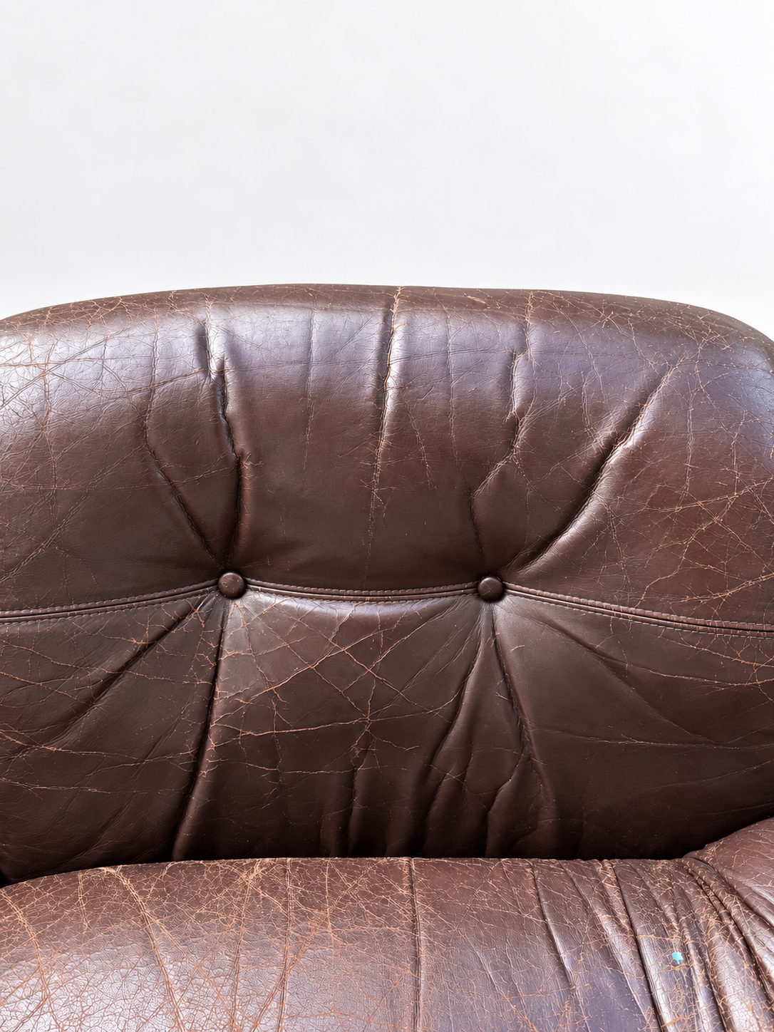 Brown Leather & Chrome Sofa, 1970s