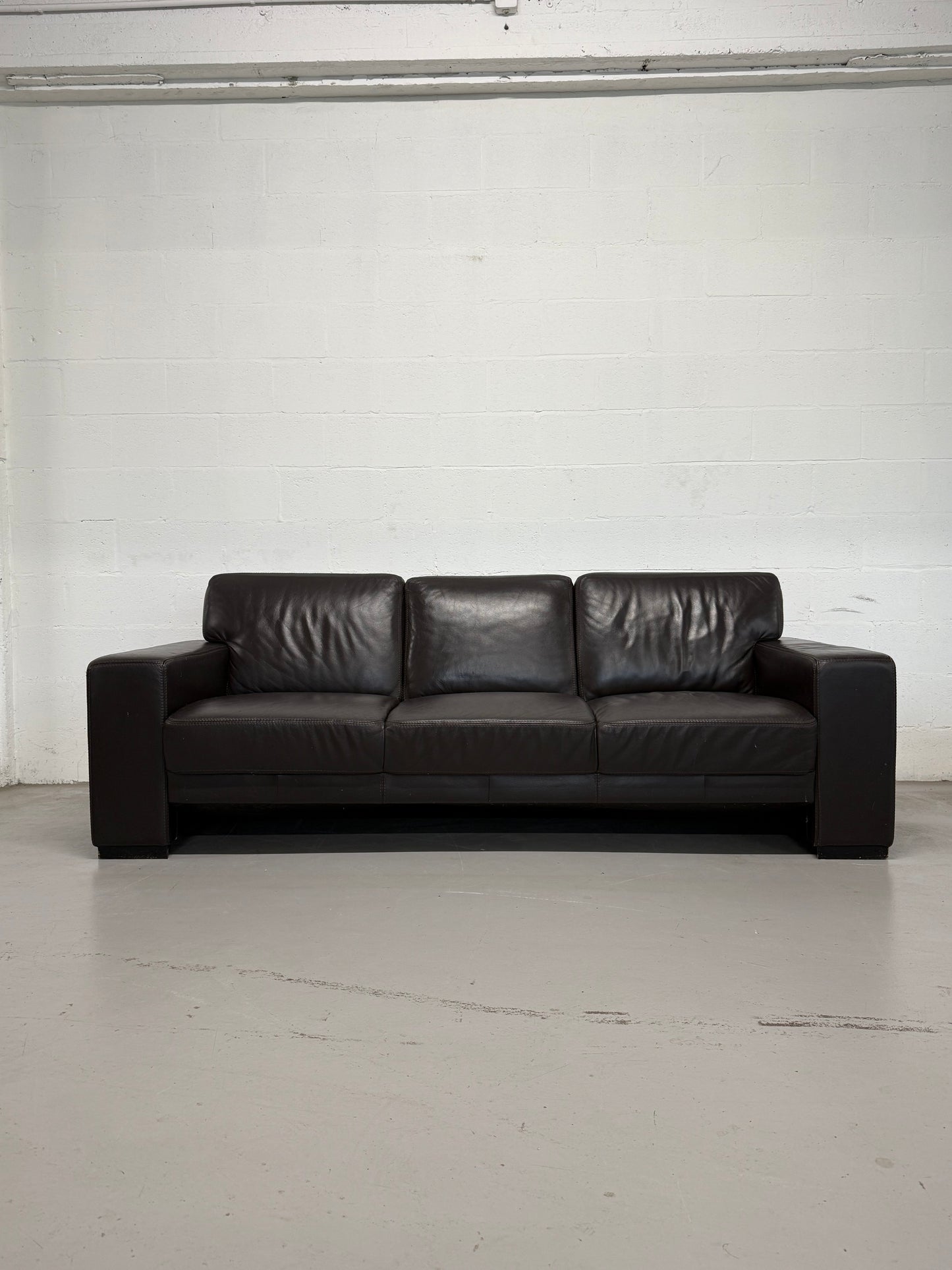 Vintage Brown Leather 3-Seater Sofa