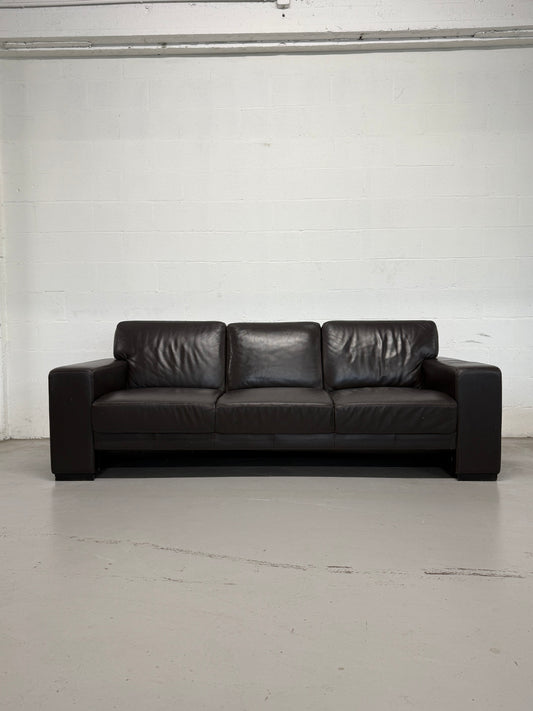 Vintage Brown Leather 3-Seater Sofa