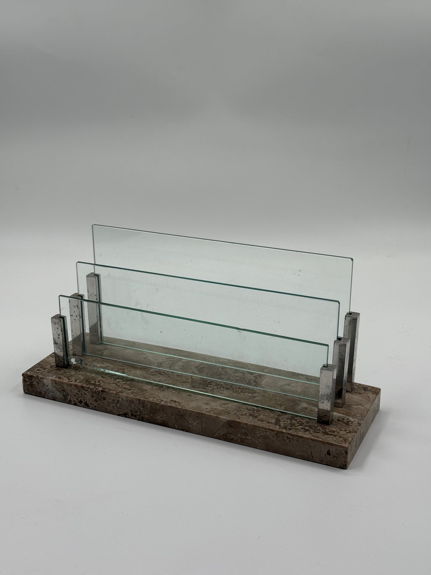 Marble & Glass Desk Organizer Layered Plates (1970s)