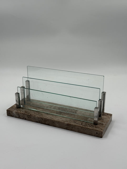 Marble & Glass Desk Organizer Layered Plates (1970s)