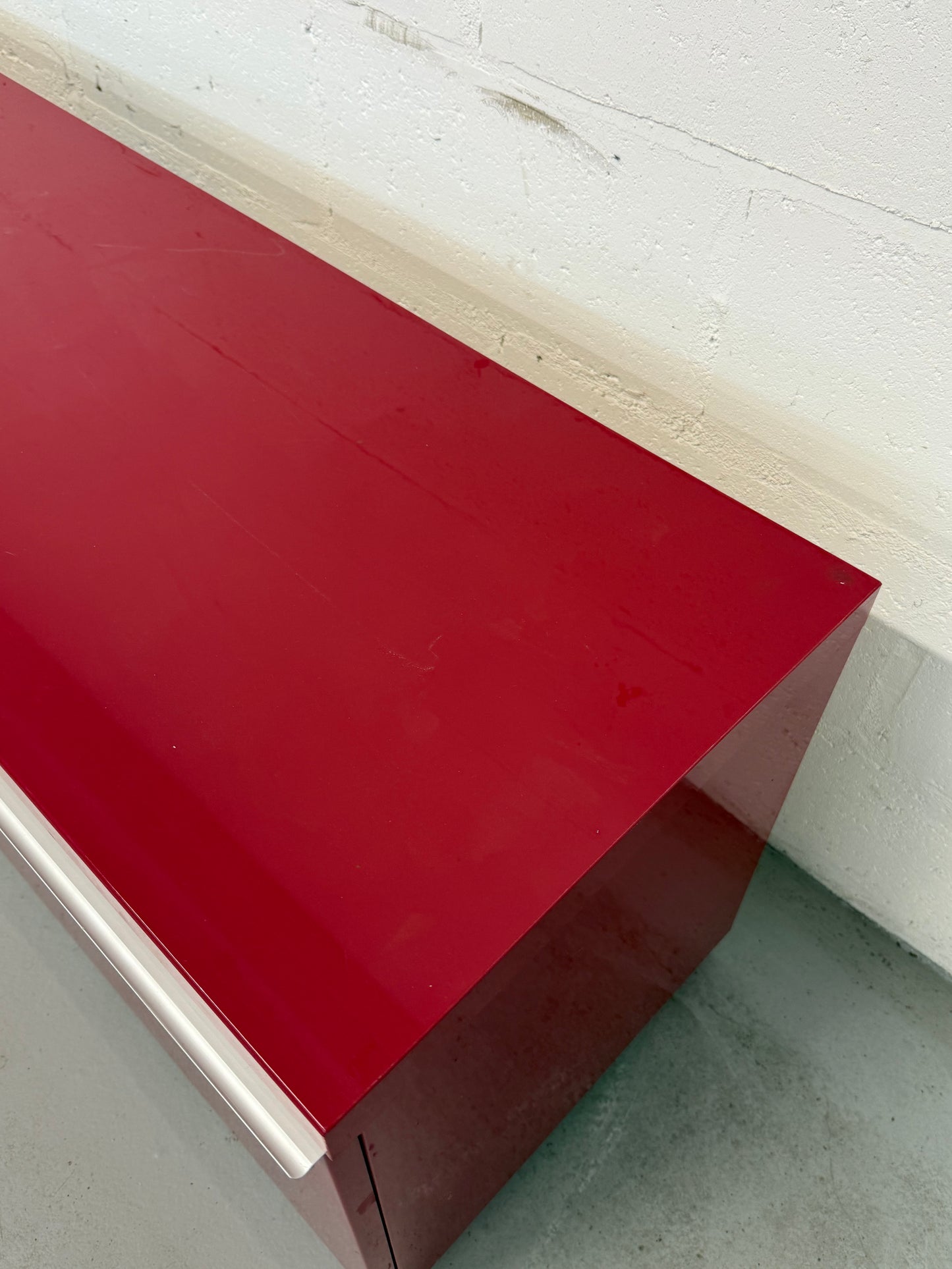 IKEA High-Gloss Red Sideboard with Drawers, Semi-Vintage