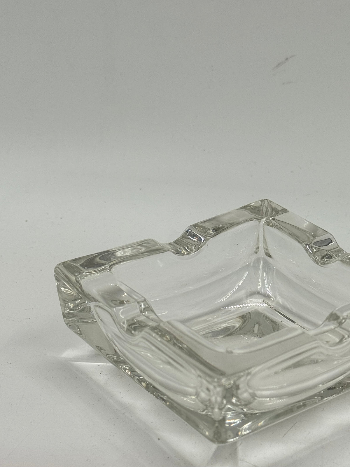 Vintage Rectangular Glass Ashtray, Two-Rest Design