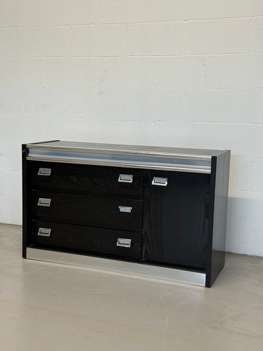 Vintage Black Lacquer Chrome sideboard