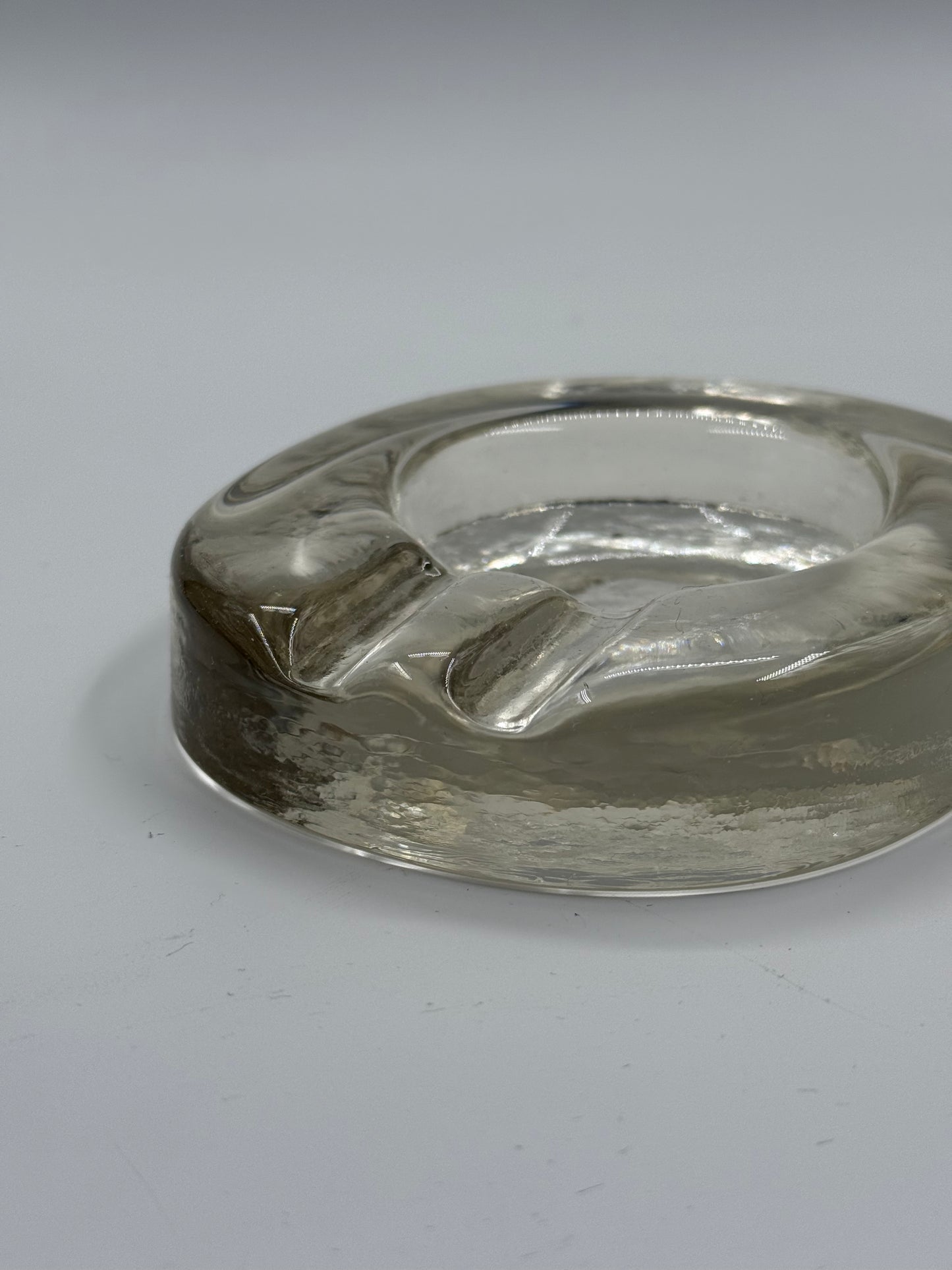 Smoked Glass Ashtray Minimalist Design, 1970s