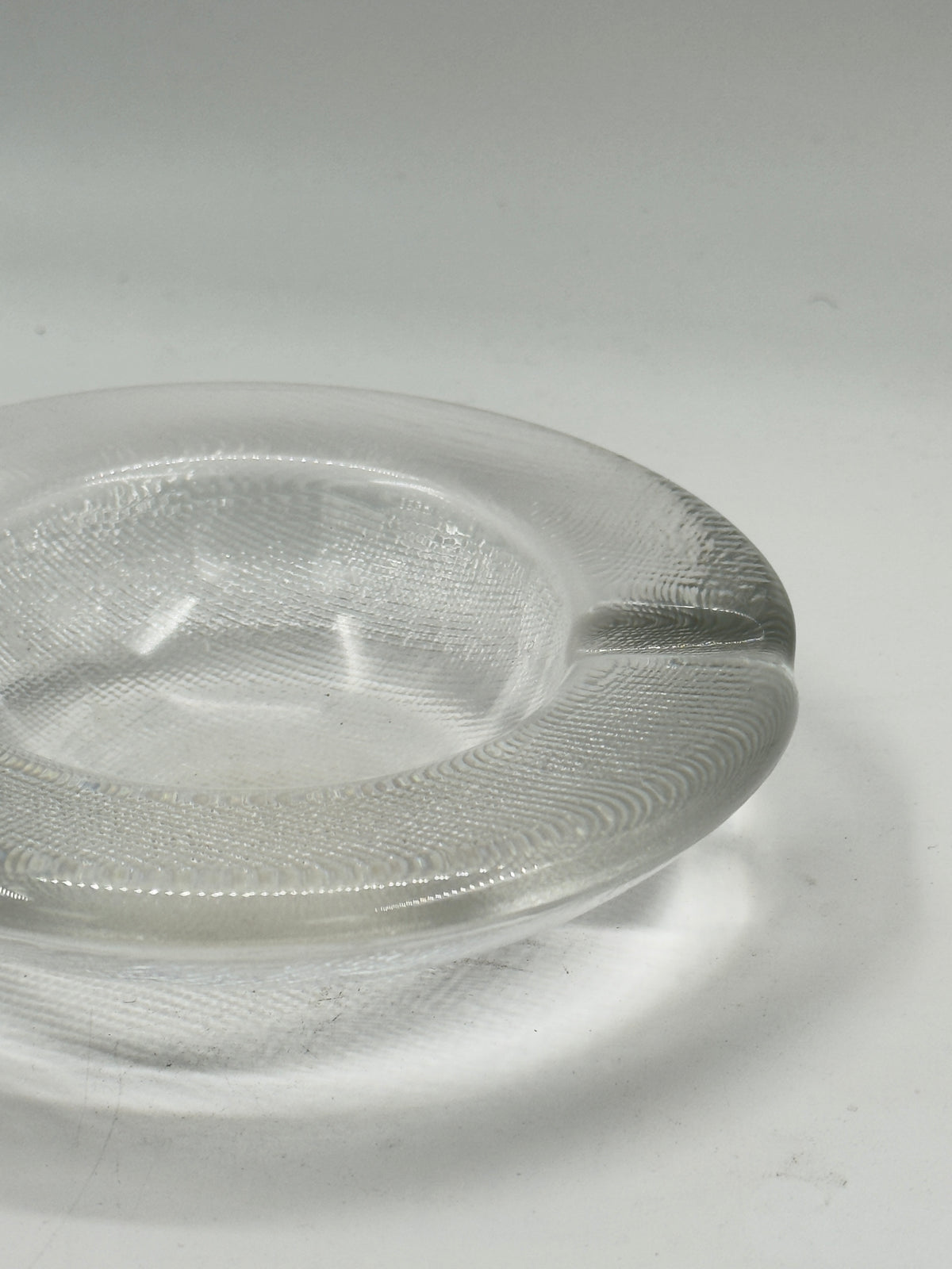 Vintage Linen-Textured Glass Ashtray, Wide Rim