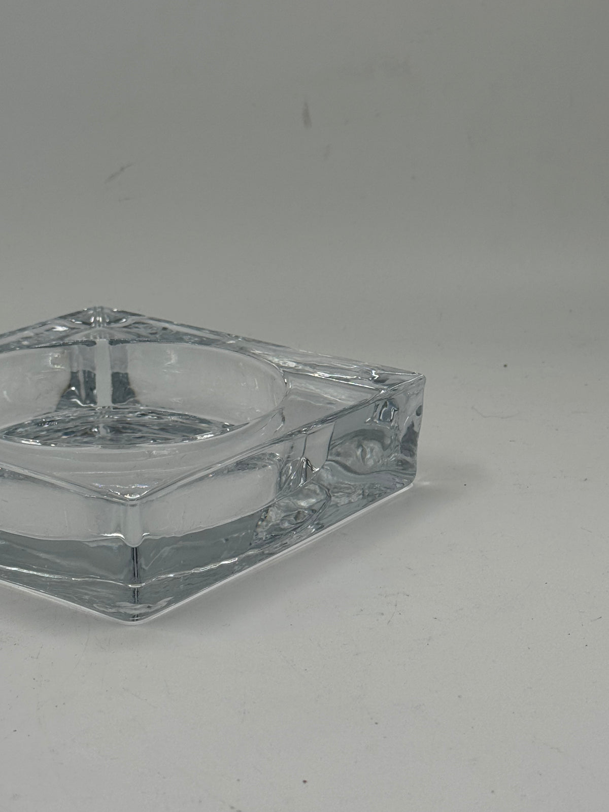 Vintage Square Glass Ashtray, Minimalist Block Design