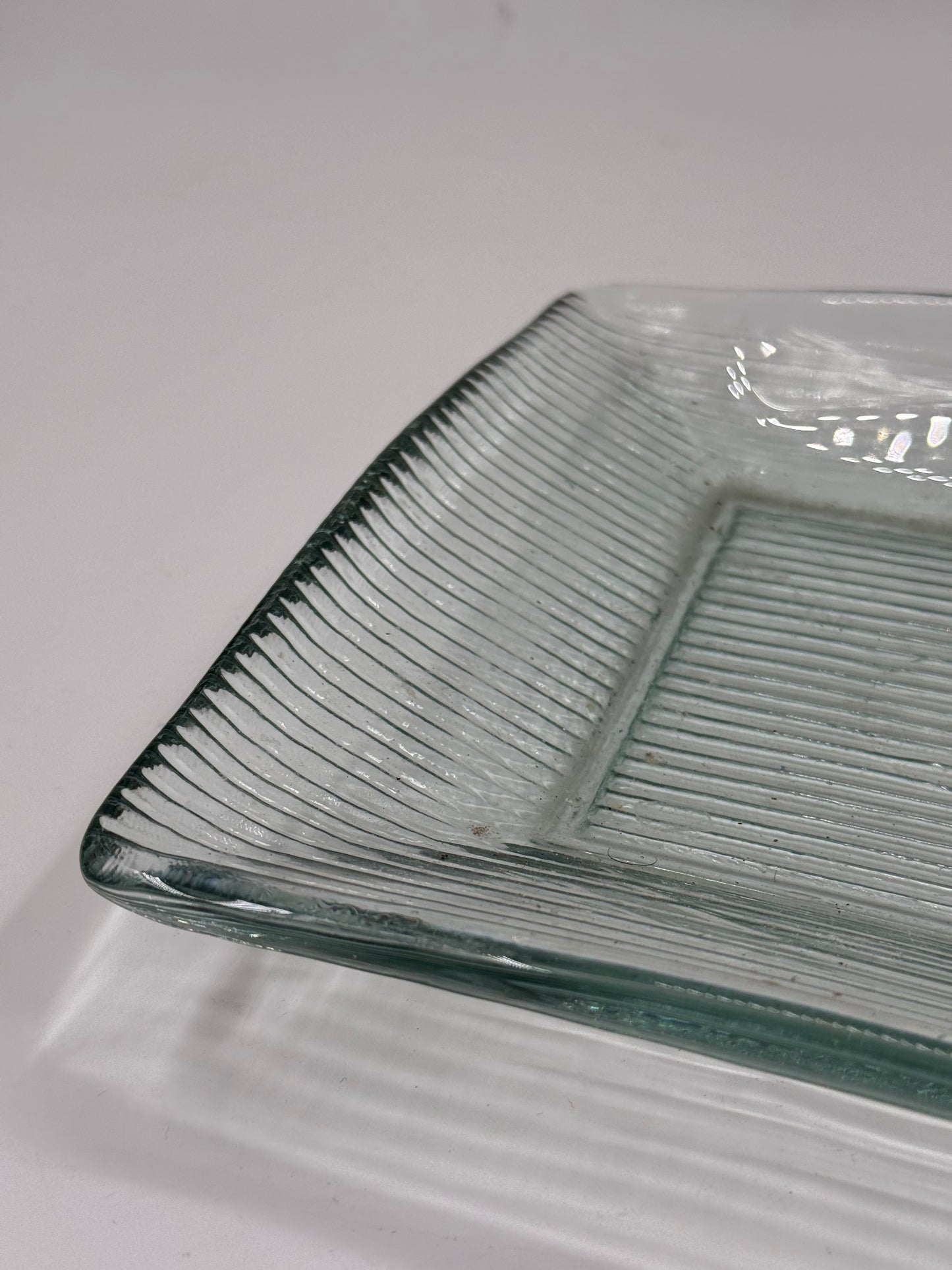 Vintage Ribbed Glass Tray