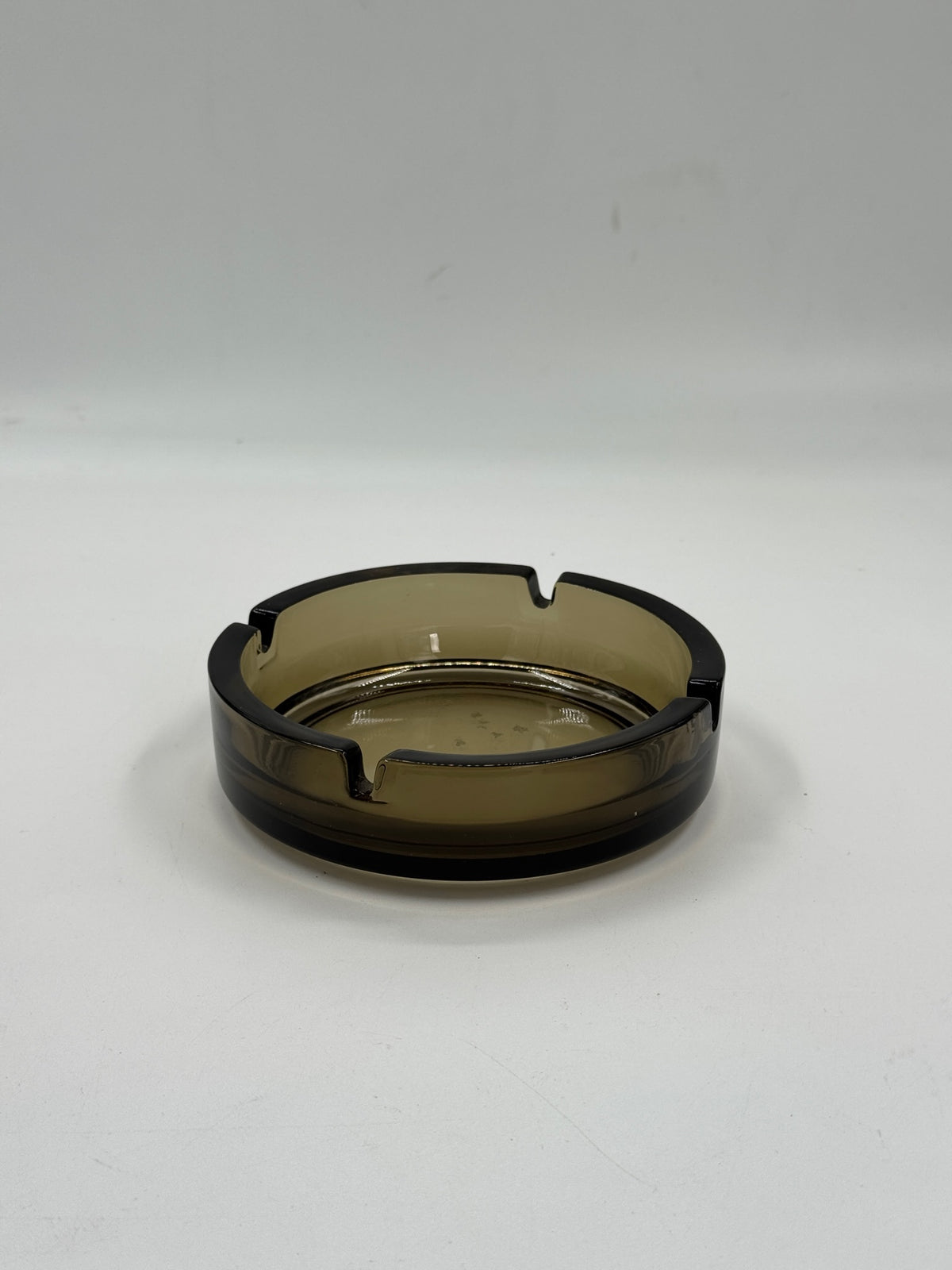 Vintage Smoked Glass Round Ashtray