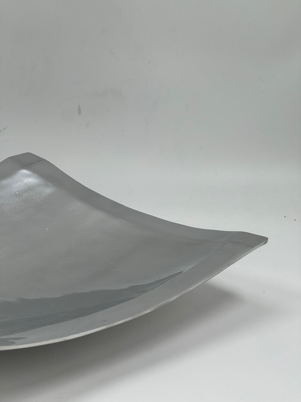 Sculptural Square Brushed Aluminum Tray